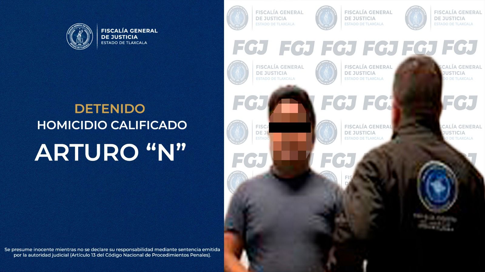 FGJE logra detención de un hombre por homicidio calificado ocurrido en Tepeyanco